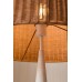 Ivory Floor Lamp Features a Plaster Finish Base and a Hand Woven Rattan Shade.