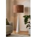 Ivory Floor Lamp Features a Plaster Finish Base and a Hand Woven Rattan Shade.